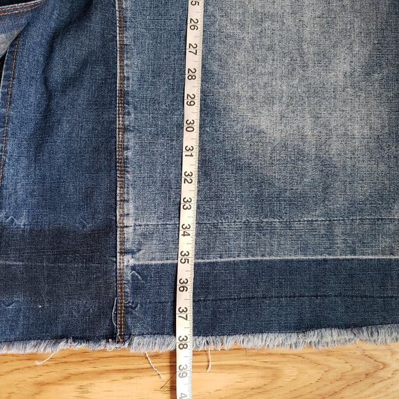 Patchwork Denim Frayed Hem Skirt Sz 24 - Picture 5 of 6